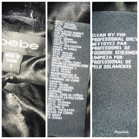 Bebe Nylon Rabbit Fur Collar Down Jacket Coat S - Picture 8 of 15